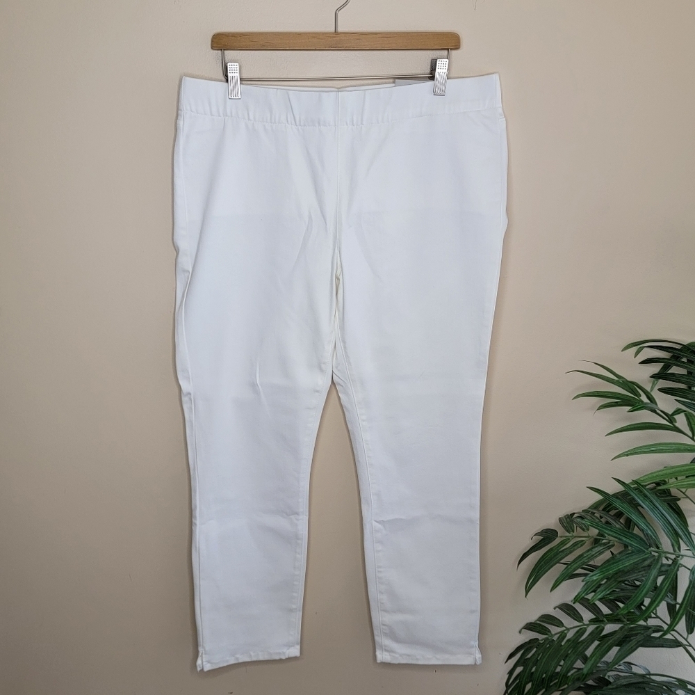 NWT NYDJ Alina Pull-On Ankle Jeans Endless White Classic Spring Size 14 Preppy